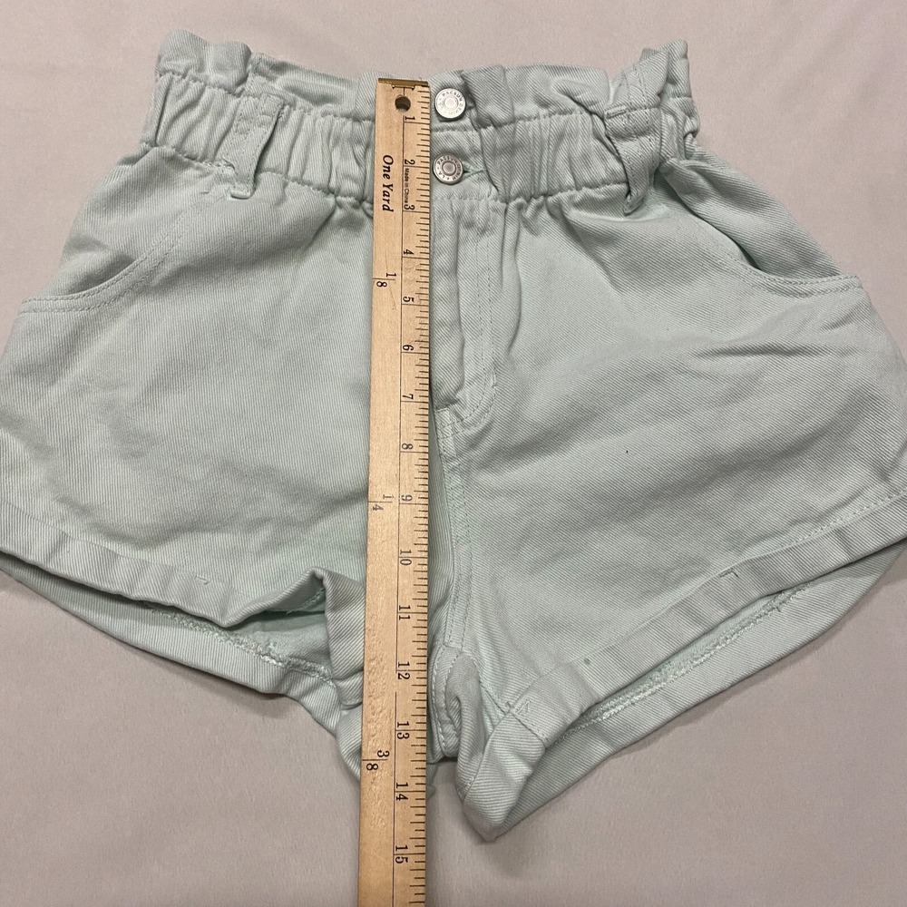 Pacsun Mom Shorts Womens Sz Small Mint Green Denim High Waist Paper Bag Waist - Picture 7 of 9